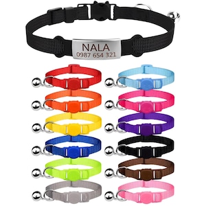 Custom Cat Collar with Name Tag – Engraved, Adjustable, Safety Breakaway
