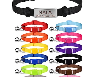 Custom Cat Collar with Name Tag – Engraved, Adjustable, Safety Breakaway