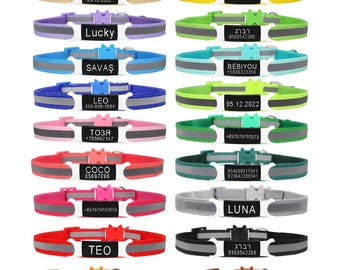 Custom Engraved Reflective Cat Collar with ID Tag & Safety Breakaway Buckle