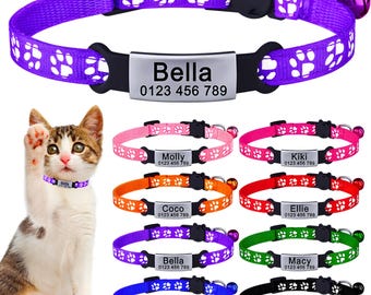 Custom Cat Collar with Engraved ID Tag – Safety Breakaway Kitten Collar