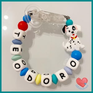 Personalized silicone pacifier chain with name - Baby birth or baptism gift - Pacifier clip - Male - Other shapes