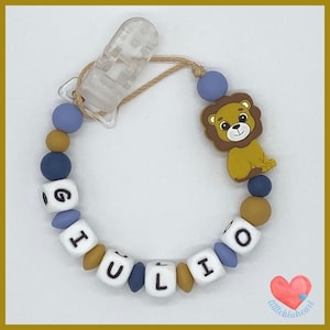 Personalized silicone pacifier chain with name - Baby birth or baptism gift - Pacifier clip - Male