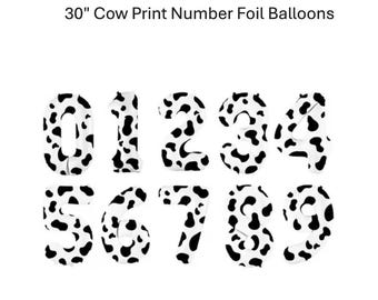 30 &quot;Kuh Print Weiß Schwarz Zahlen Folienballons für Geburtstag Jubiläum Lieferungen