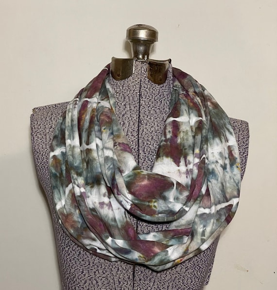 Ice Dyed Infinity Scarf -- Cloudy Day Geodes