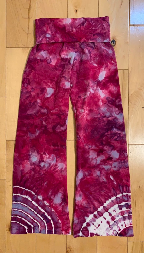 Size 4 Girls/Youth Yoga Pants - Ice Dye Pink and Purple