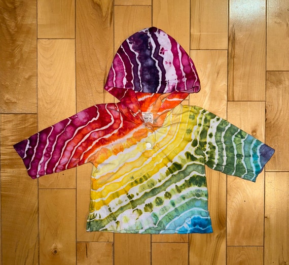 Tiny Ice Dye Hoodie - 12mo Rainbow Geodes