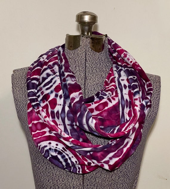 Ice Dyed Infinity Scarf -- Very Berry Geodes