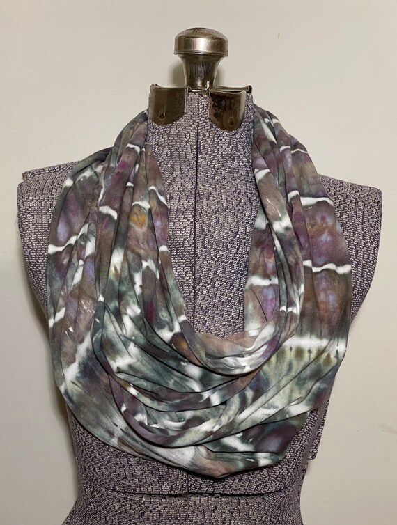 Ice Dyed Infinity Scarf -- Cloudy Day Geodes
