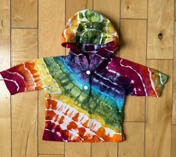 Tiny Ice Dye Hoodie - 6mo Rainbow Geodes
