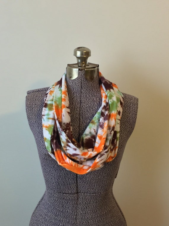 Tie Dye Infinity Scarf -- Earth Tones Sunburst