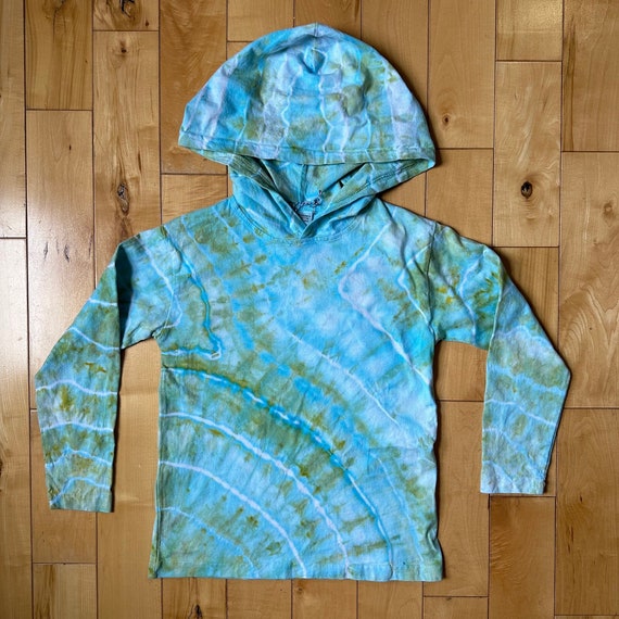 Tiny Ice Dye Hoodie - Youth Small (6-8) Light Blues & Greens