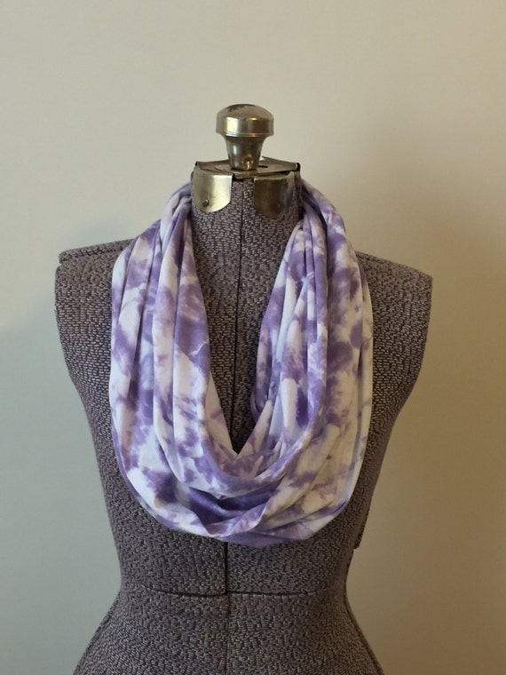 Tie Dye Infinity Scarf -- Lavender and White