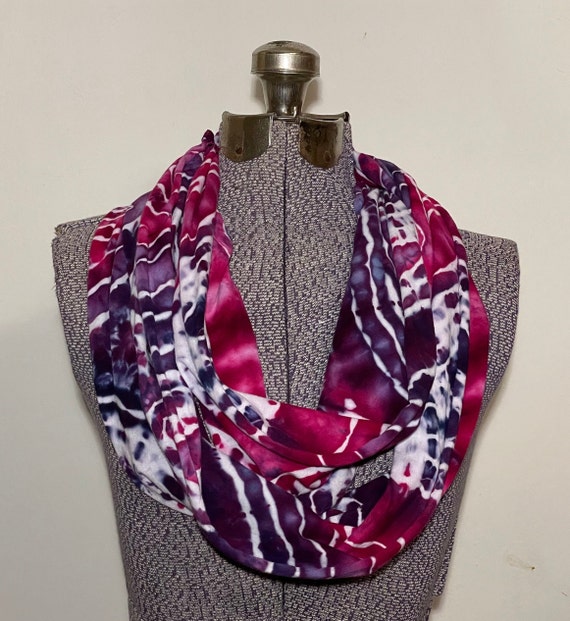 Ice Dyed Infinity Scarf -- Very Berry Geodes