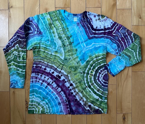 Tiny Ice Dye Long Sleeve Tee - Size Medium (10-12) Ocean Floor Geodes