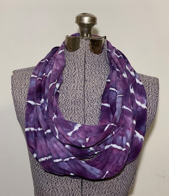 Ice Dyed Infinity Scarf -- Crushed Amethyst Geodes