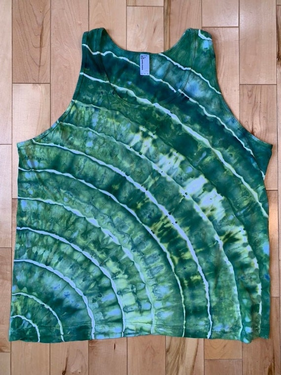 Unisex Size Large - Ice Dyed Tank Top - Green Geodes
