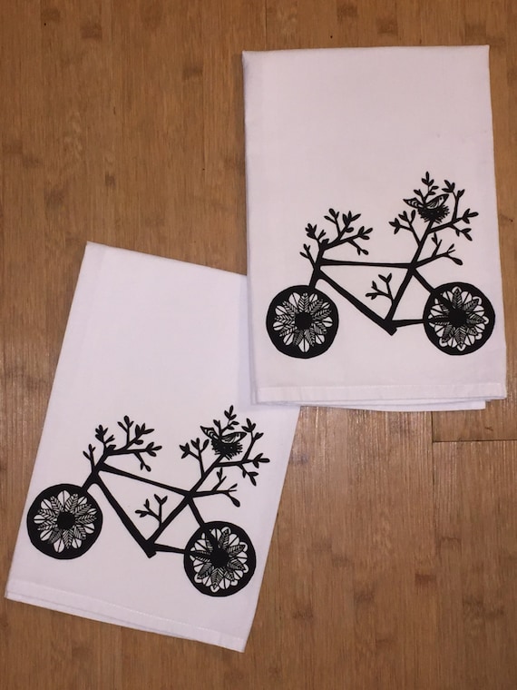 Flour Sack Dish Towel - Bicycle!