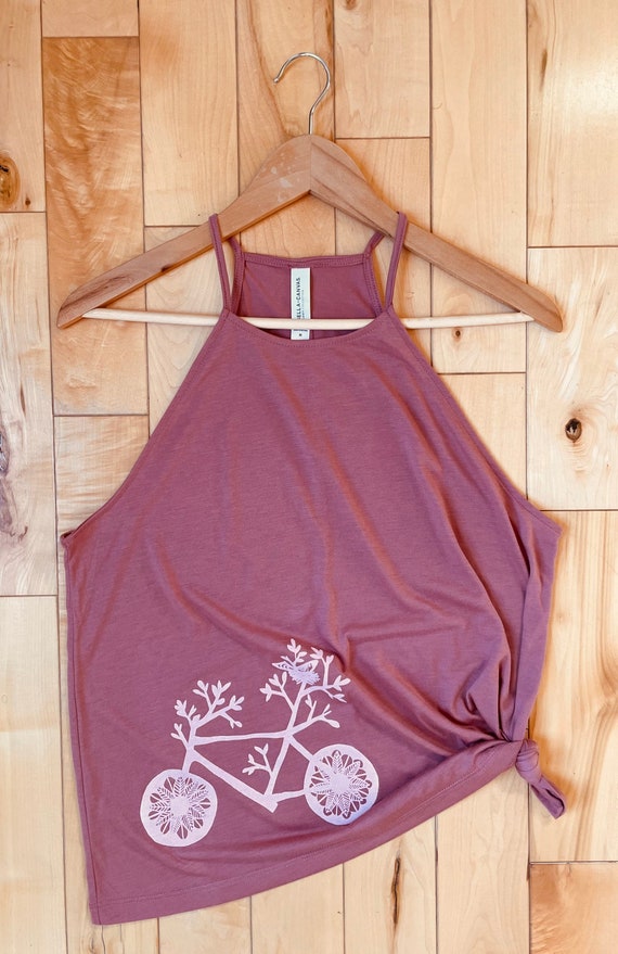 Brand New Heather Dusty Pink Tank Top Bicycle Print - Mediun
