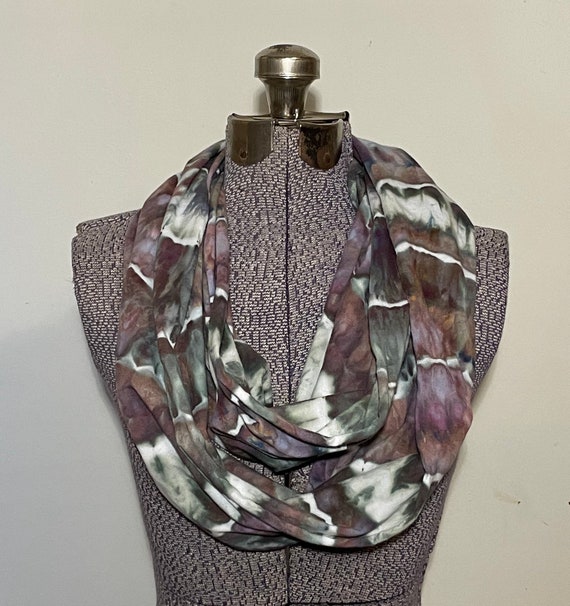 Ice Dyed Infinity Scarf -- Cloudy Day Geodes