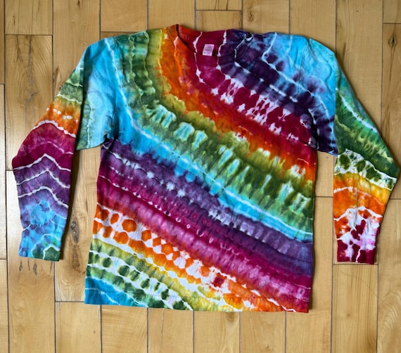 Tiny Ice Dye Long Sleeve Tee - Size Small (6-8) Rainbow Geodes