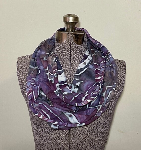 Ice Dyed Infinity Scarf -- Indigo Moon Geodes