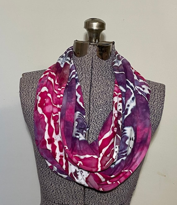 Ice Dyed Infinity Scarf -- Very Berry Geodes