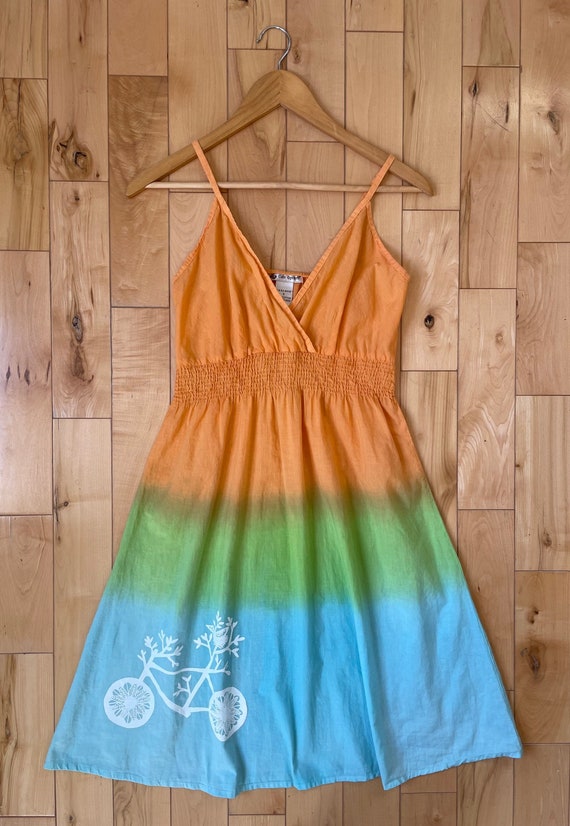 Ombre Daydream Sundress with Bicycle Print - Size Small