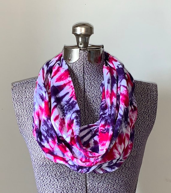 Tie Dye Infinity Scarf - Fuschia and Ultra Violet Swirl