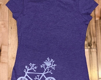 Various Sizes - Brand New Heather Purple Tee Bicycle Print