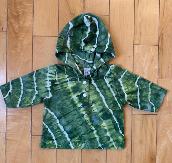 Tiny Ice Dye Hoodie - 12mo Green Geodes