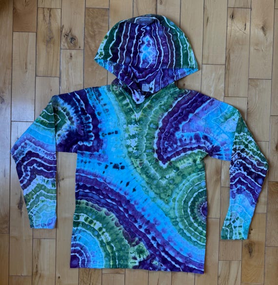 Ice Dye Unisex Hoodie - Ocean Floor Geodes - Size Small