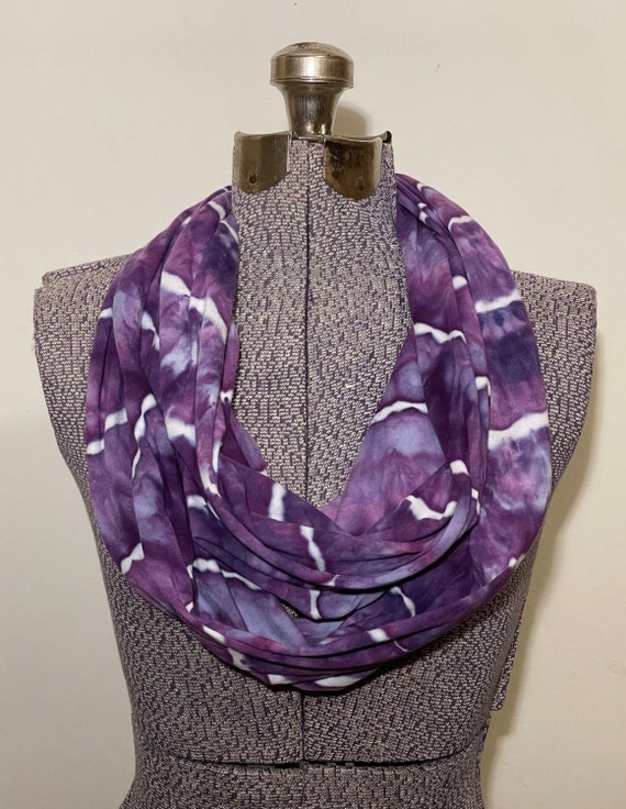 Ice Dyed Infinity Scarf -- Crushed Amethyst Geodes