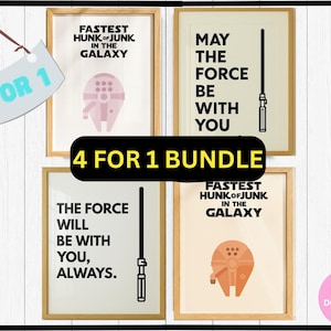 Minimalist Sci-Fi Art Prints: Jedi Decor, Famous Quotes (Digital Download)