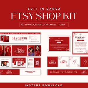 Etsy Shop Kit Bundle, Etsy Shop Banner Kit Template, Editable Etsy Store Bundle, Etsy Listing Templates, Etsy Store Design, Canva Template