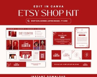 Etsy Shop Kit Bundle, Etsy Shop Banner Kit Template, Editable Etsy Store Bundle, Etsy Listing Templates, Etsy Store Design, Canva Template