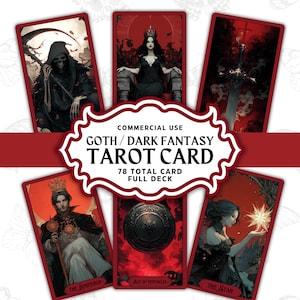 Baraja de Tarot Gótica Imprimible, Fantasía Oscura, 78 Cartas (PDF), Descarga Digital, Uso Comercial, Canva