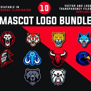 10 Editable Sports Mascot Logo | Esports Twitch Gaming Logo | Animal Team Logo | Mascot Character Design | Logo Templates | D and D Logos