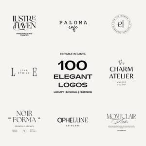 100 Elegant Logo, Editable Minimal Logo for Small Business, Luxury Logo, Text Logo, Customizable Business Logo, Premade Logo Canva