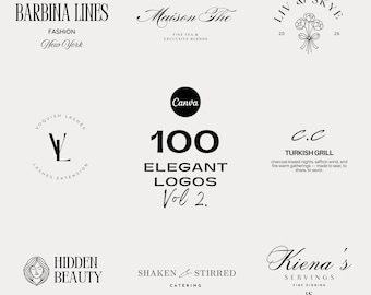100 Elegant Logo Vol.2 , Editable Minimal Logo for Small Business, Luxury Logo, Text Logo, Customizable Business Logo, Premade Logo Canva