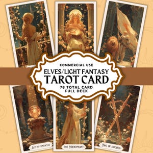 Afdrukbare tarotkaarten elfenthema, 78 kaarten tarotkaart pdf, digitale download complete art nouveau tarotkaart, commercieel gebruik, canvassjabloon