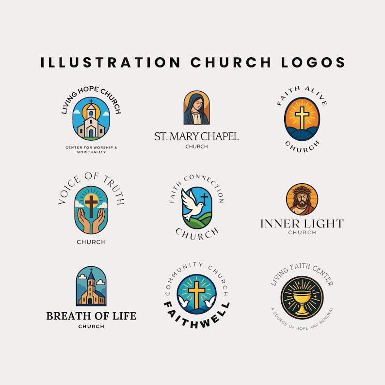 50 Premade Church Logos | Customizable Church Logo Canva Template ...