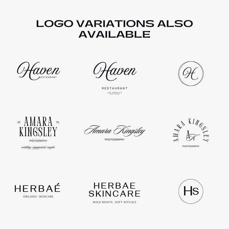 Text Logo Variation 50 Premade Text Logo, Editable Minimal Logo for Small Business, Luxury ...