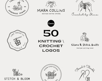 50 Premade Knitting & Crochet Logo | Customizable Sewing Shop Logo | Knitting Yarn Logo | Yarn Logo |   Crochet Yarn , Knitting Yarn | Canva