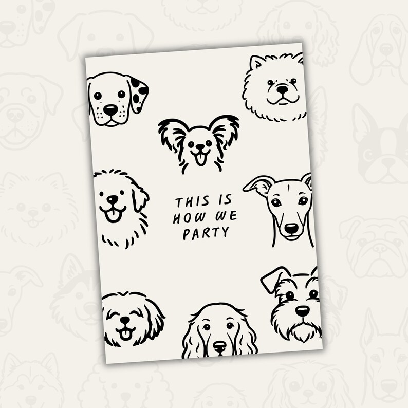 50 Hand Drawn Dog Faces Clipart | Dogs Lineart Doodle Icons SVG , PNG ...