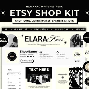 Etsy Shop Kit Bundle, Etsy Shop Banner Templates, Etsy Listing Templates, Etsy Branding Kit Template, Etsy Store Design, Canva Template