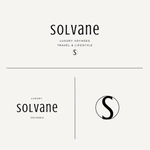May include: A minimalist logo design for "Solvane" featuring the brand name in a sans-serif font, with the tagline "Luxury Voyages Travel & Lifestyle." The logo includes a circular "S" icon. The design is in black on a cream background.