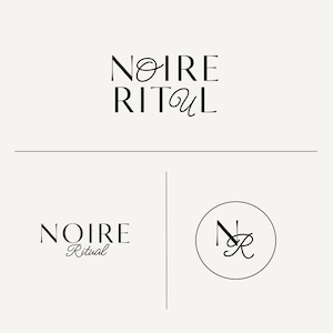 May include: Elegant logo design featuring the words "NOIRE RITUAL" in a stylish serif font. Below, a smaller version of the logo and a circular monogram with the letters "N" and "R" are displayed. The design is set against a neutral background.