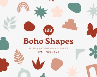 100 Digital Boho Organic Shapes | Organic Elements | Hand Drawn Shapes | Boho Shapes SVG Bundle | Abstract Shapes ( svg , png & eps )