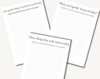 Fiche de réinitialisation mentale quotidienne à imprimer | Pages de journal minimalistes pour prendre soin de soi | Exercice de pleine conscience | Formats A4 et Lettre US