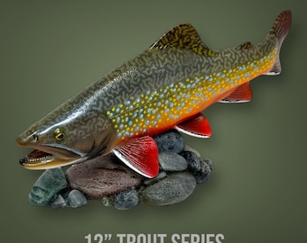 Choice of Trout Sculpture || Fishing, Flyfishing, Fly Tying, Taxidermy, Art, Rainbow Brown Golden Cutthroat Brook, Home Decor